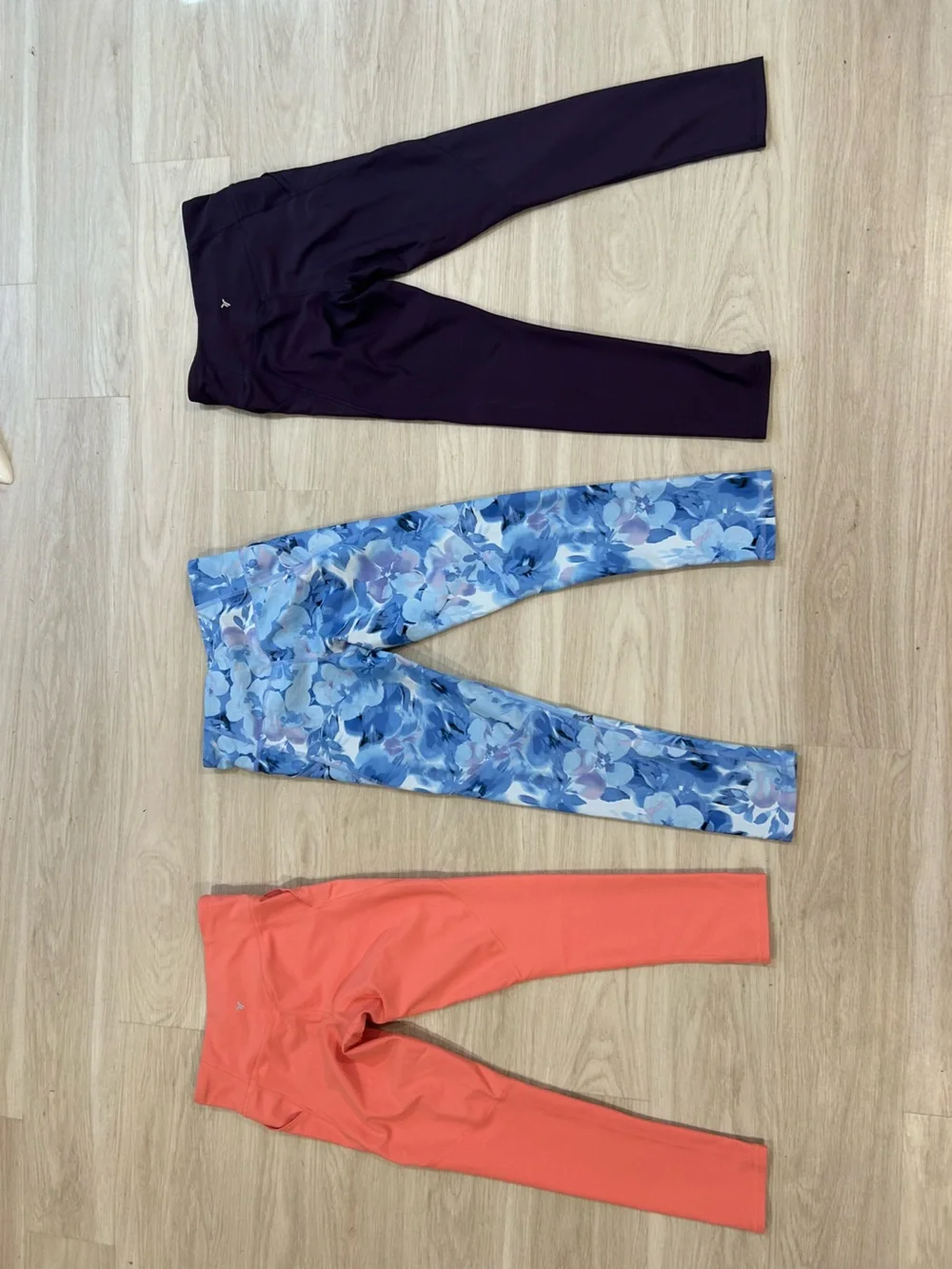 Old Navy Girls Leggings - Set of 3 - Coral, Blue Floral, Dark Purple